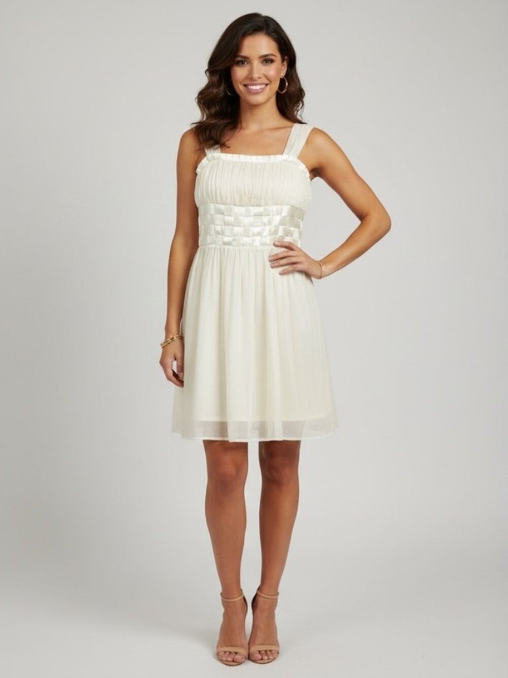 Marc Jacobs Cream Cottagecore Silk Chiffon Basket Weave Dress Size 2